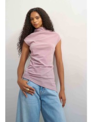 topshop γυναικεία μπλούζα με ασύμμετρο κάτω μέρος `bellis` - 31002216 ροζ