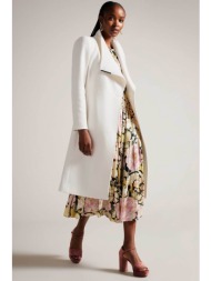 ted baker γυναικείο μάλλινο midi παλτό με ζώνη `rose` - 249306 εκρού