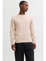 jack & jones ανδρική πλεκτή μπλούζα μονόχρωμη - 12137190 μπεζ
