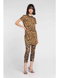 just cavalli γυναικείο mini βαμβακερό φόρεμα με all-over ocelot print και σχέδιο με rhinestones - 74