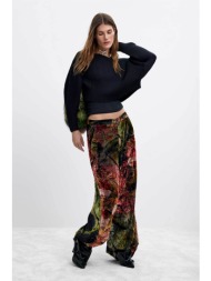 desigual γυναικείο παντελόνι βελούδινο σχέδιο `orchid lacroix` - 26wwpw16 μπορντό