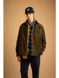 la martina ανδρικό κοτλέ jacket με κεντημένο λογότυπο relaxed fit `damion` - mdo003-vt033 χακί
