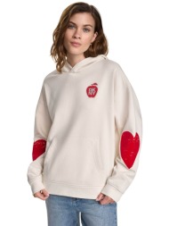 dkny γυναικεία μπλούζα φούτερ με print oversized - dj6t1862 εκρού