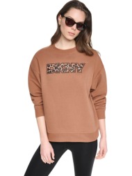 dkny γυναικεία μπλούζα φούτερ με λογότυπο animal print - dp6t1829 ταμπά