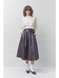 suncoo paris γυναικεία midi φούστα από faux δέρμα `prava` - c05033h26 μοβ σκούρο