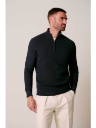 profuomo ανδρικό πουλόβερ structured με 1/2 φερμουάρ regular fit - ppxj30023a σκούρο μπλε