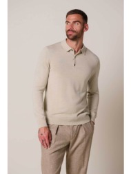 profuomo ανδρική μάλλινη μπλούζα πόλο regular fit - ppxj30029g μπεζ