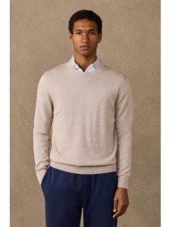 hackett ανδρικό πουλόβερ με κεντημένο λογότυπο classic fit - hm7000116 μπεζ