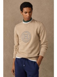 hackett ανδρική μπλούζα φούτερ με κεντημένο graphic logo classic fit - hm5800112 μπεζ