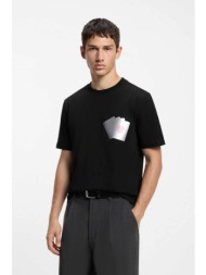 hugo ανδρικό t-shirt με playing-card foil graphic regular fit `dahr` - 50568696 μαύρο