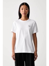 hugo γυναικείo t-shirt με κεντημένο λογότυπο regular fit `damacia_9` - 50574590 λευκό