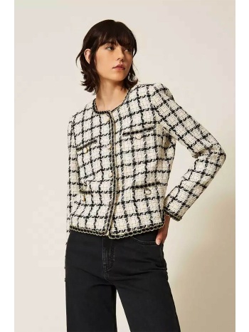 twinset γυναικείο σακάκι bouclé με καρό - 262tp2752 εκρού