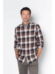 the bostonians ανδρικό πουκάμισο twill button down με καρό σχέδιο και τσέπη με κεντημένο λογότυπο re