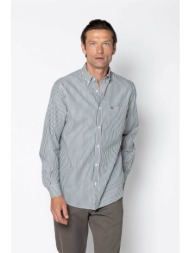 the bostonians ανδρικό πουκάμισο poplin button down με ριγέ σχέδιο και τσέπη με κεντημένο λογότυπο r