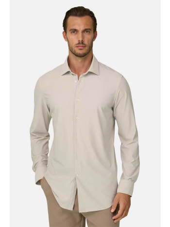 boggi milano ανδρικό πουκάμισο πικέ μονόχρωμο slim fit 