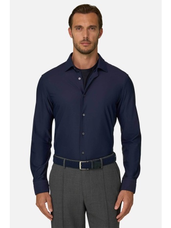 boggi milano ανδρικό πουκάμισο πικέ μονόχρωμο slim fit 