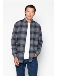 the bostonians ανδρικό πουκάμισο flannel button down με καρό σχέδιο και τσέπη με κεντημένο λογότυπο 