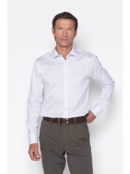 the bostonians ανδρικό πουκάμισο με μικροσχέδιο slim fit `dobby` - acp2511 λευκό