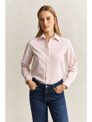 gant γυναικείο κοτλέ πουκάμισο μονόχρωμο regular fit 