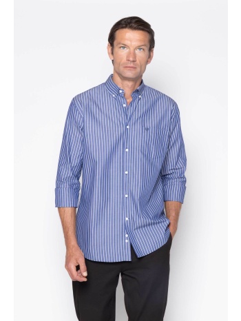 the bostonians ανδρικό πουκάμισο poplin button down με ριγέ