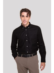 the bostonians ανδρικό πουκάμισο button down με τσέπη και λογότυπο regular fit `twill` - aap2341 μαύ