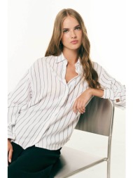 forel γυναικείo πουκάμισο ριγέ oversized - 083.80.01.049 μαύρο