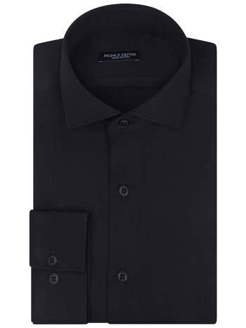 prince oliver ανδρικό πουκάμισο μονόχρωμο stretch modern