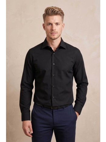 prince oliver ανδρικό πουκάμισο μονόχρωμο modern fit 