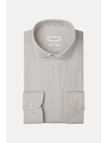 profuomo ανδρικό πουκάμισο twill με ριγέ σχέδιο slim fit 