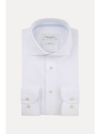 profuomo ανδρικό πουκάμισο twill μονόχρωμο slim fit 