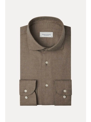 profuomo ανδρικό πουκάμισο brushed twill μονόχρωμο slim fit