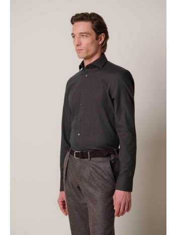 profuomo ανδρικό πουκάμισο brushed twill μονόχρωμο slim fit