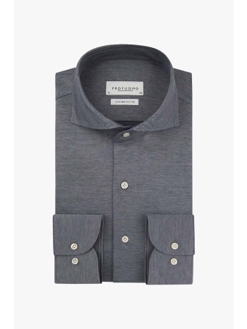 profuomo ανδρικό πουκάμισο japanese knitted μονόχρωμο slim