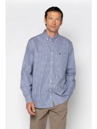 the bostonians ανδρικό πουκάμισο twill button down με καρό σχέδιο και τσέπη με κεντημένο λογότυπο re
