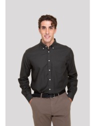 the bostonians ανδρικό πουκάμισο button down με τσέπη και λογότυπο regular fit `twill` - aap2341 χακ