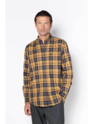 the bostonians ανδρικό πουκάμισο twill button down με καρό σχέδιο και τσέπη με κεντημένο λογότυπο re