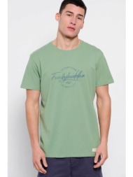 funky buddha ανδρικό βαμβακερό t-shirt με contrast logo and letter print - fbm007-025-04 πράσινο μέν