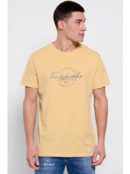 funky buddha ανδρικό βαμβακερό t-shirt με contrast logo and letter print - fbm007-025-04 κίτρινο ανο