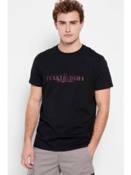 funky buddha ανδρικό βαμβακερό t-shirt με contrast lettering και logo label στο πλάι - fbm007-023-04