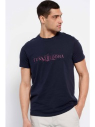 funky buddha ανδρικό βαμβακερό t-shirt με contrast lettering και logo label στο πλάι - fbm007-023-04