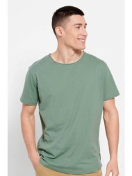 funky buddha ανδρικό βαμβακερό t-shirt μονόχρωμο με στρογγυλή λαιμόκοψη και κάθετο logo patch - fbm0