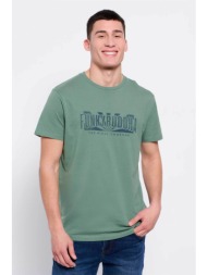 funky buddha ανδρικό βαμβακερό t-shirt μονόχρωμο με faded logo print μπροστά - fbm007-037-04 πράσινο