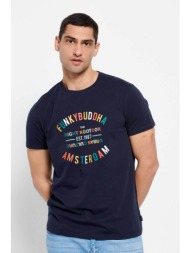 funky buddha ανδρικό βαμβακερό t-shirt μονόχρωμο με πολύχρωμο lettering μπροστά - fbm007-035-04 σκού