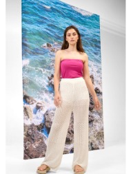 orsay γυναικείο παντελόνι ψηλόμεσο με διάτρητο σχέδιο - 591005-044000 εκρού