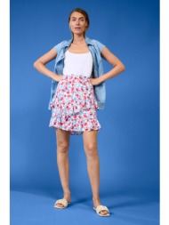orsay γυναικεία mini φούστα με all-over floral print και βολάν - 722275-001000 λευκό