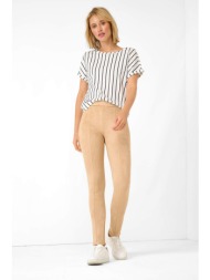 orsay γυναικείο παντελόνι ψηλόμεσο με suede όψη - 350167-092000 μπεζ