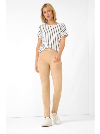 orsay γυναικείο παντελόνι ψηλόμεσο με suede όψη 
