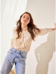 orsay γυναικείο πουκάμισο μονόχρωμο με κρόσσια - 600215-029000 εκρού