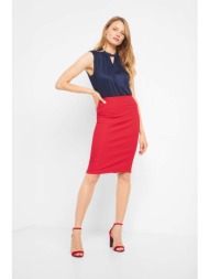 orsay γυναικεία pencil φούστα μονόχρωμη με σκίσιμο στο πίσω μέρος - 790153-377000-** κόκκινο