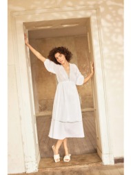 orsay γυναικείο midi φόρεμα με διάτρητες λεπτομέρειες - 472085-000000 λευκό